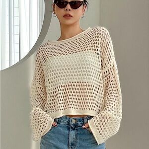 Women’s Long Sleeve Open Knit Sweater